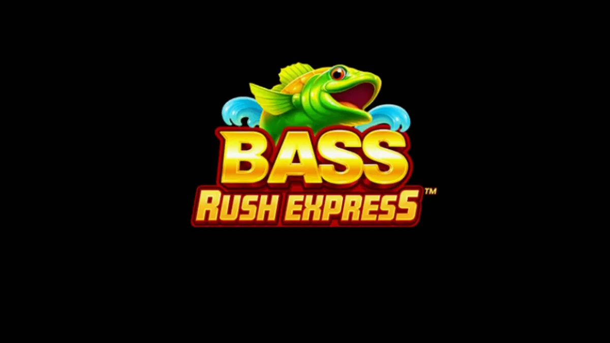 Tampilan layar permainan slot Bass Rush Express dengan tema nelayan dan danau